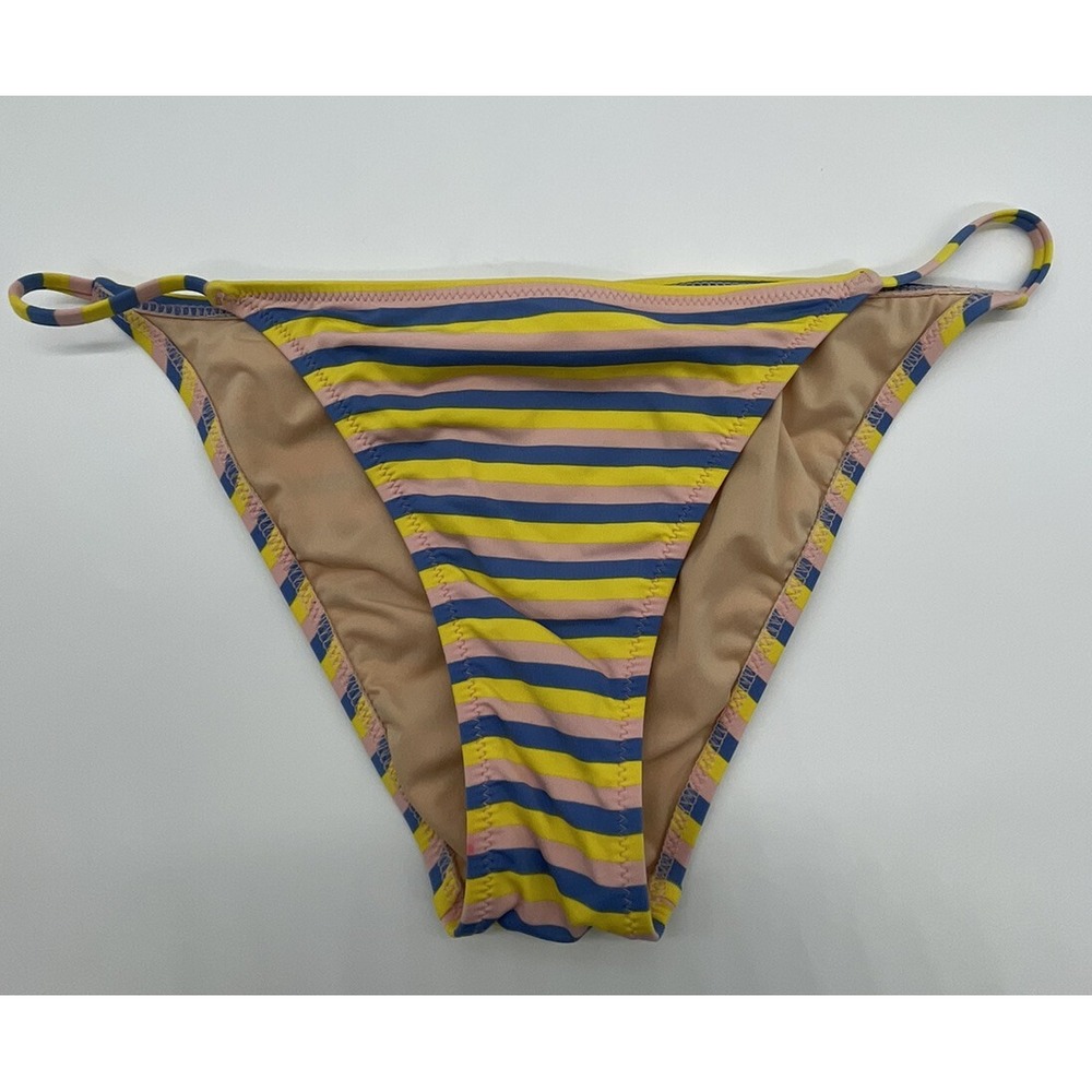 J. Crew Tieless Sunshine Stripe String Bikini Bottom M Multi H7639